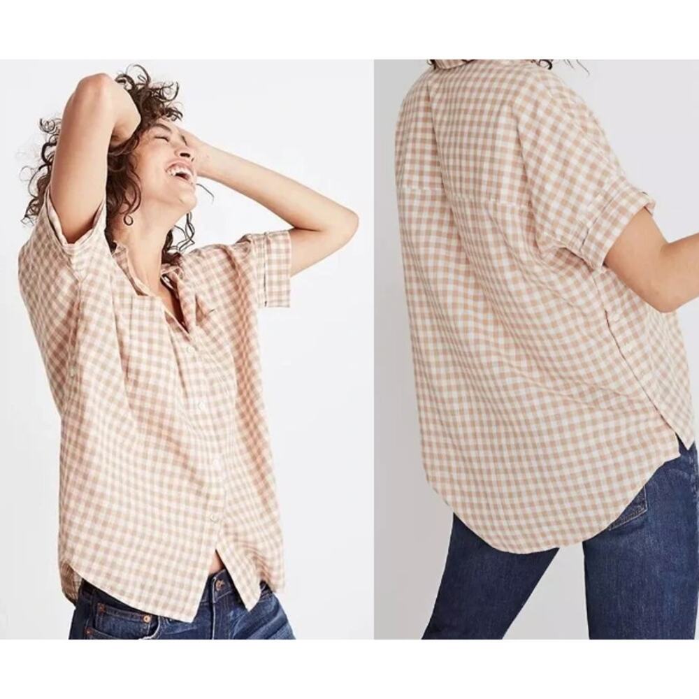 Madewell Beige Plaid Button Down Shirt